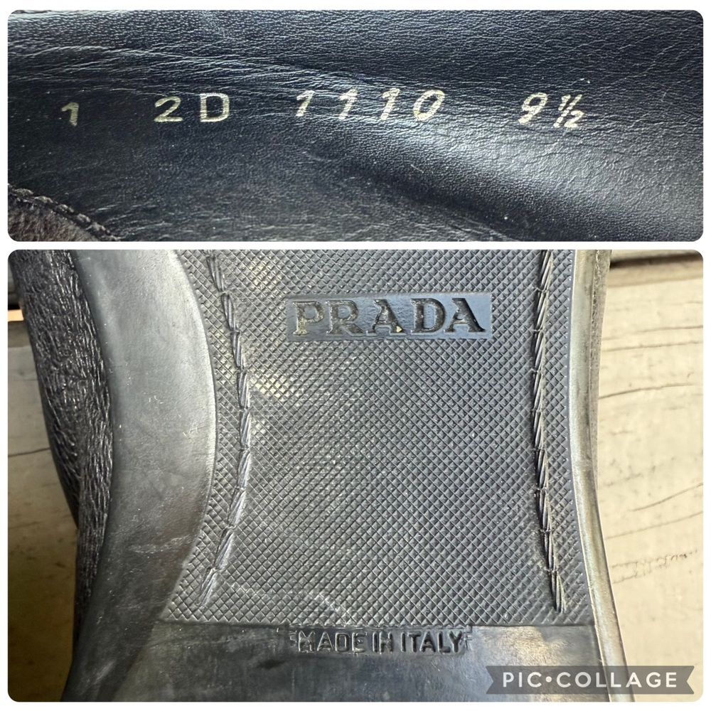 Prada black leather loafers shoes size 9.5 - Picture 14 of 15
